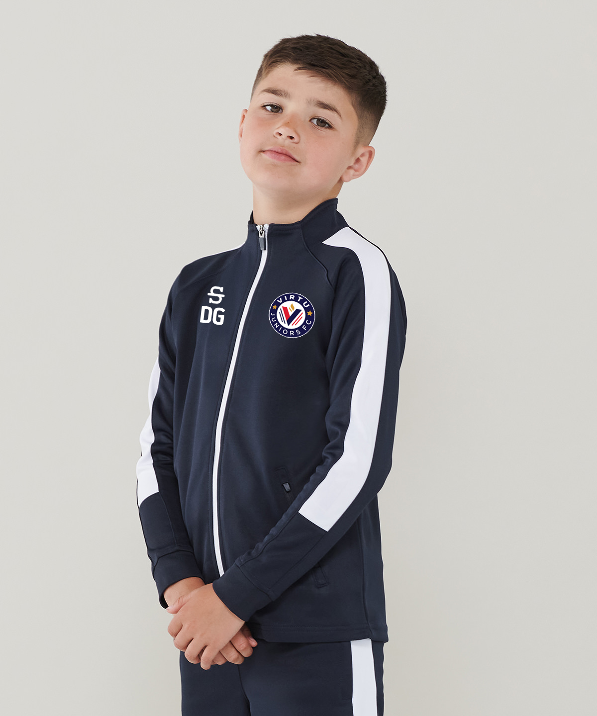 Virtu Juniors Personalised Kids Track Top - Navy